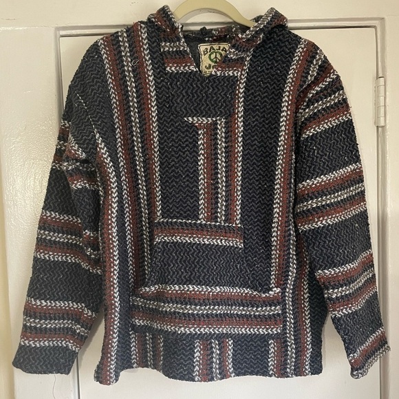 Baja Joe Unisex Hoodie Skater Surfer Hoody Knit Pullover Medium Mexican Poncho - Picture 2 of 6